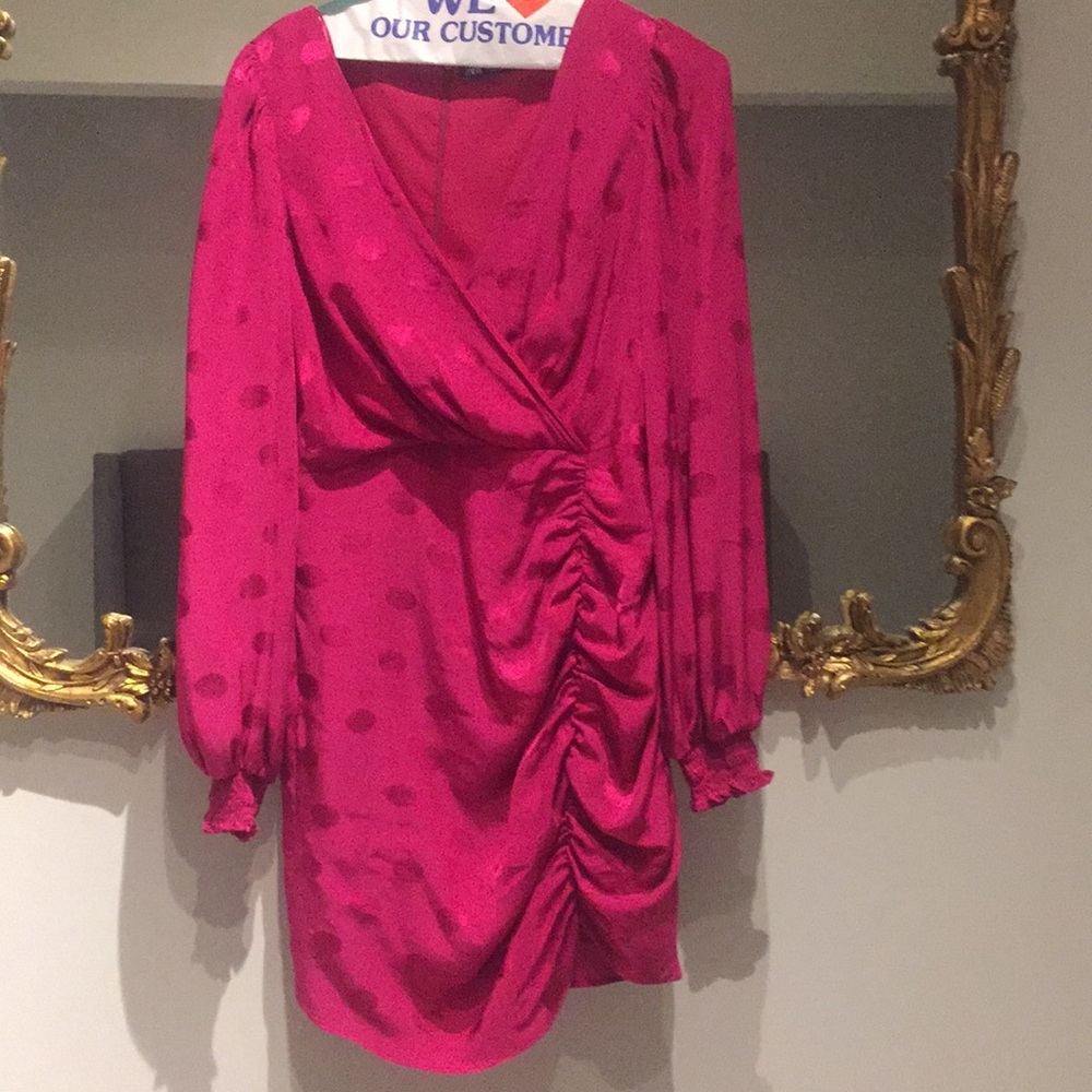 Zara fuchsia hot pink polka dot dress Medium